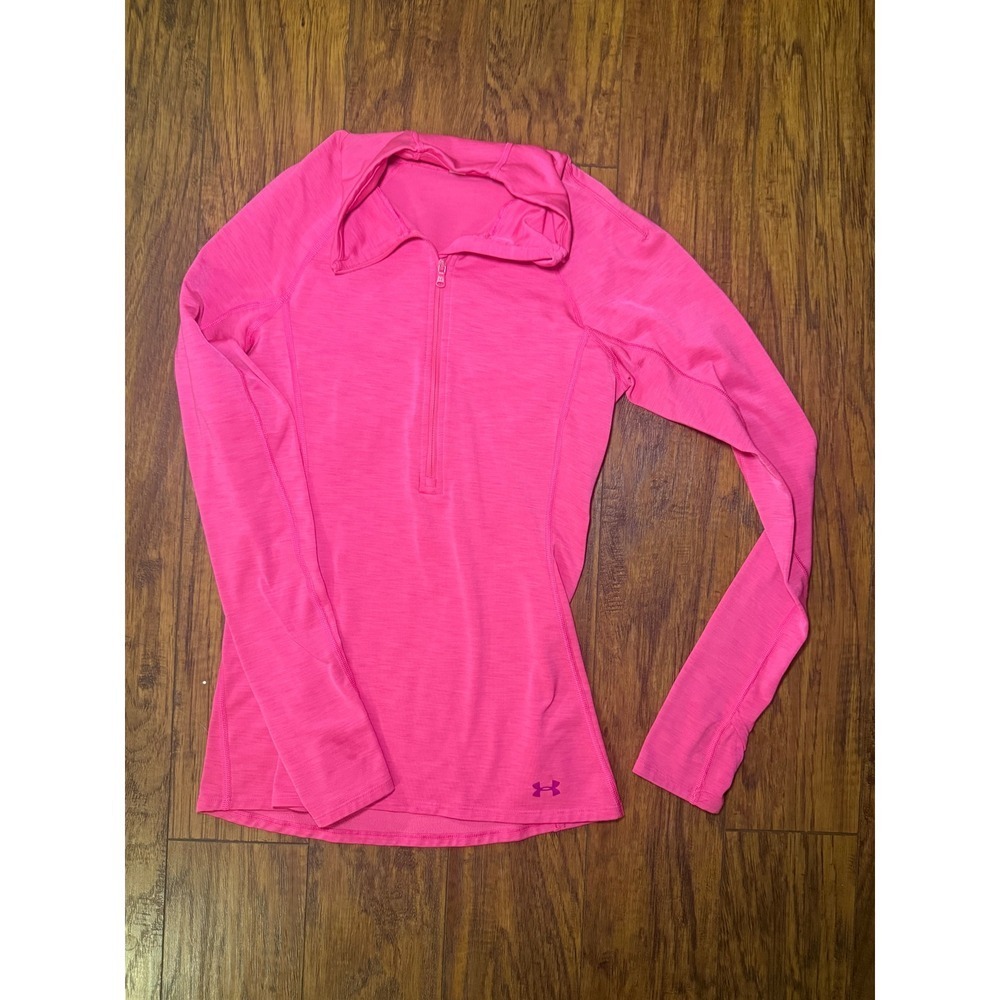 Under Armour Girls Quarter Zip Pullover Size 12 Pink Long Sleeve Athletic Top